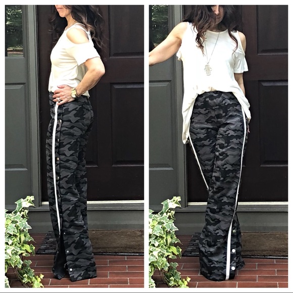 ✨LAST ONE✨Camo white striped side wide leg pants - Picture 7 of 8